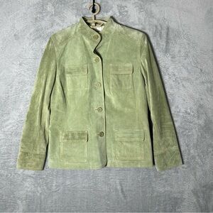 Eddie Bauer Seattle Suede‎ Leather Jacket Womens Large Green Washable Western